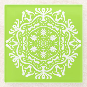 Lime Mandala Glass Coaster