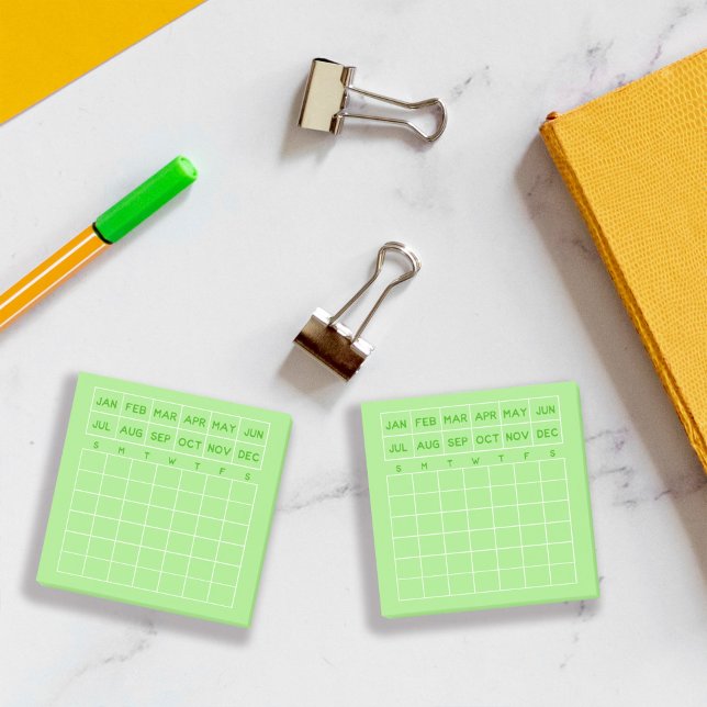 Lime Minimalist Monthly Planner Mini Calendar Post-it Notes (Creator Uploaded)