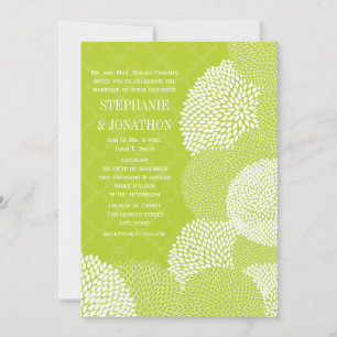 Lime Modern Floral Chrysanthemum Wedding Invitation