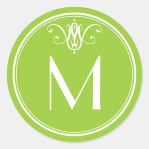 Lime Monogram Embellished Sticker