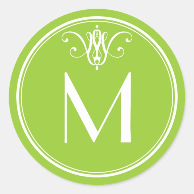 Lime Monogram Embellished Sticker (Front)