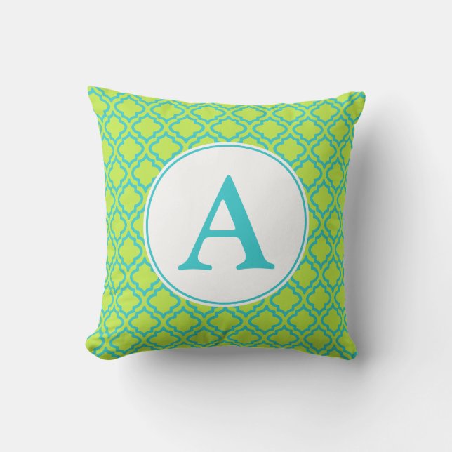 Lime Monogrammed Pattern Pillow (Front)