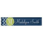 Lime & Navy Geometric Pattern Custom Monogram