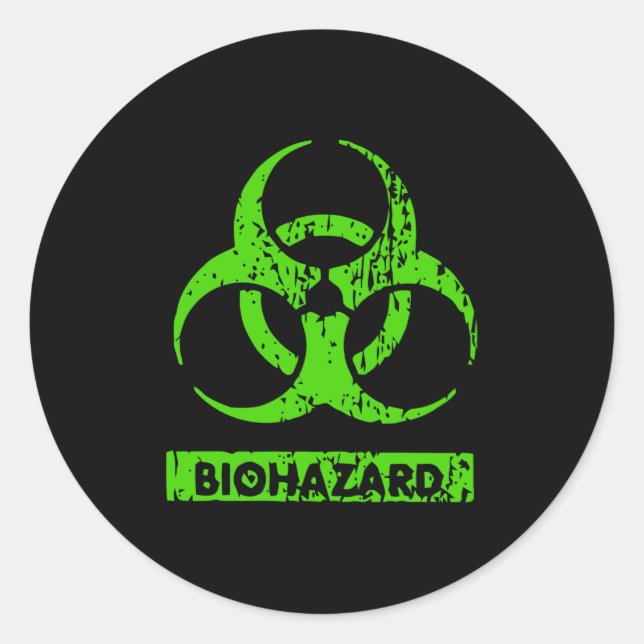 Lime Neon Green Bio-Hazard Chemicals Graphic Classic Round Sticker (Front)