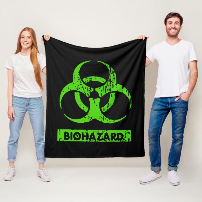 Lime Neon Green Bio-Hazard Chemicals Graphic Fleece Blanket (In Situ)