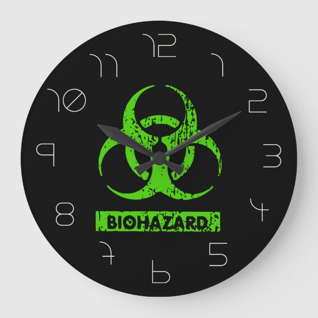 Lime Neon Green Bio-Hazard Chemicals Graphic Large Clock (Front)