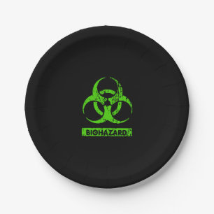 Lime Neon Green Bio-Hazard Chemicals Graphic Paper Plate