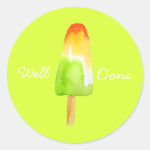 Lime orange popsicle Summer ice-block pop art Classic Round Sticker