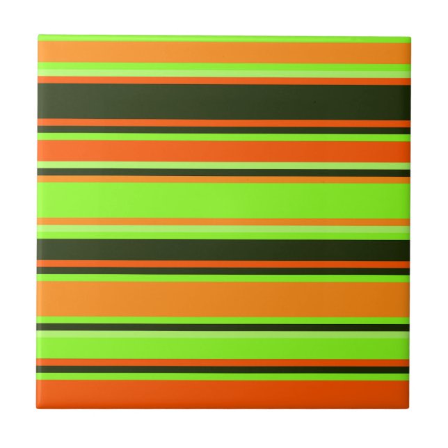 Lime, Orange, & Tangerine Striped Tile (Front)