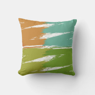 Lime Orange Turquoise Green Brush Stroke Paint #3 Cushion