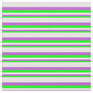 Lime, Orchid, and White Pattern of Stripes Fabric