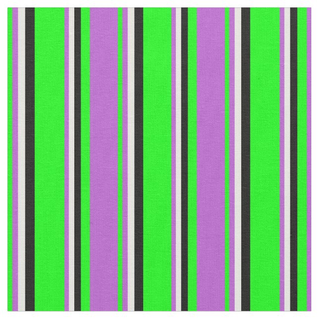 Lime, Orchid, White & Black Coloured Pattern Fabric (Close Up)