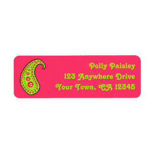 Lime Paisley Return Address Label