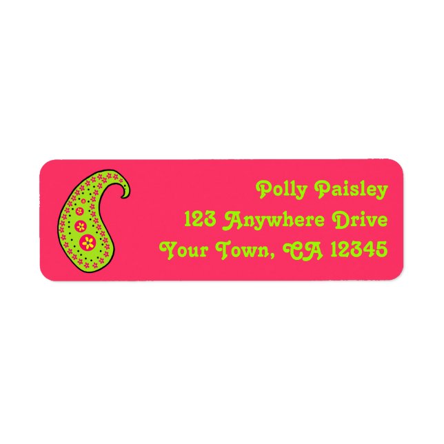 Lime Paisley Return Address Label (Front)