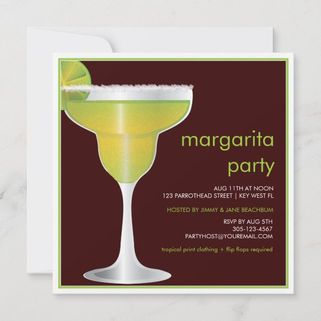 Lime Paradise Margarita Party Invitation (Front)