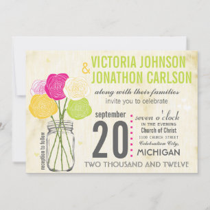 Lime Photo Ranunculus Rose ModernTypography Invitation