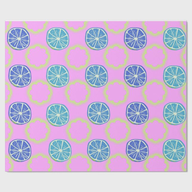 Lime Print Citrus Fruit Pattern Wallpaper  Wrapping Paper (Flat)