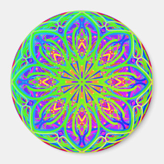 Lime Purple Colourful Mandala Style Boho Magnet