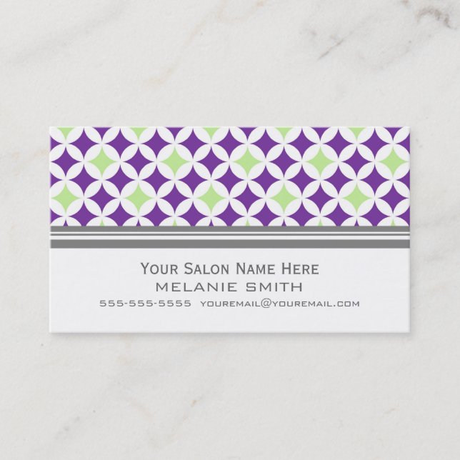 Lime Purple White Grey Salon Appointment Cards (Front)