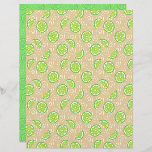 Lime Scrapbook Paper (Front/Back)