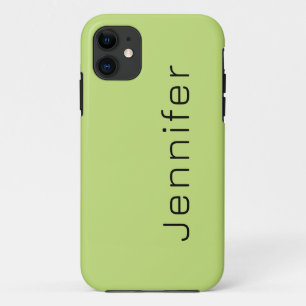 Lime Sherbet Solid Colour Minimalist Name iPhone 11 Case
