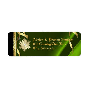 Lime Shimmering Snowflake Christmas Address Label Return Address Label