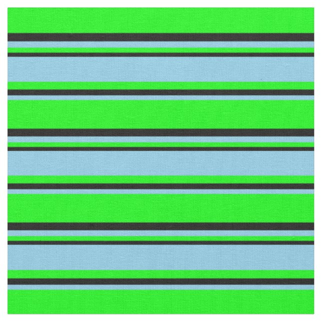 Lime, Sky Blue & Black Pattern Fabric (Close Up)