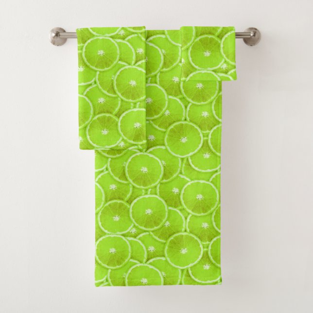 Lime Slice Digital Montage Bath Towel Set (Insitu)