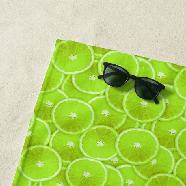 Lime Slice Digital Montage Beach Towel (In Situ)