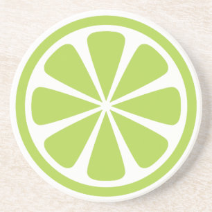 Lime Slice Green Round Sandstone Coaster