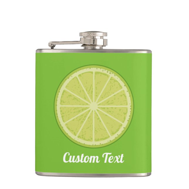 Lime Slice Hip Flask (Front)