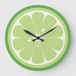 Lime Slice Large Clock