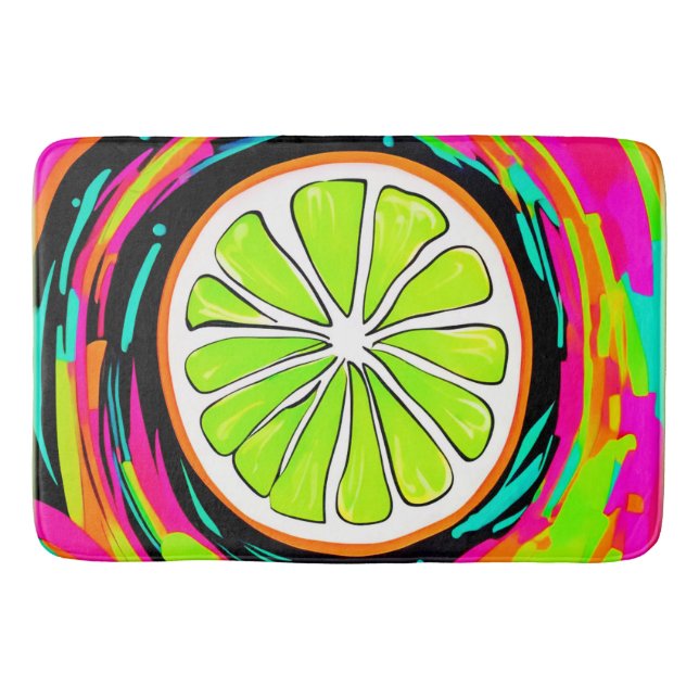 Lime Slice Pop Art Bath Mat (Front)