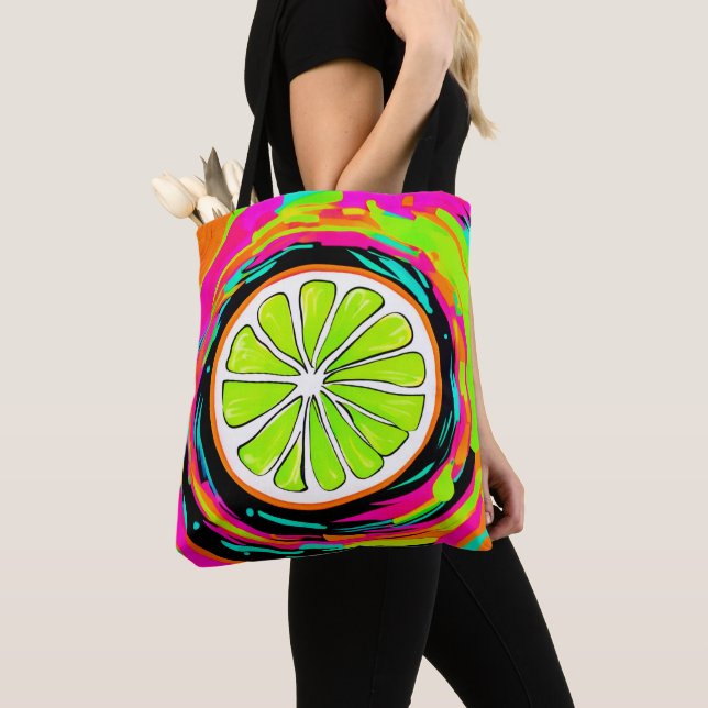 Lime Slice Pop Art Tote Bag (Close Up)