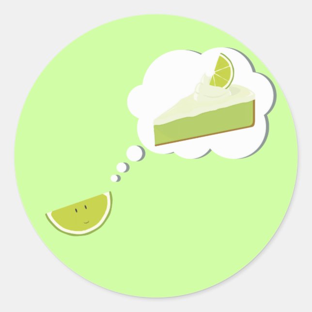 Lime slice thinking of pie classic round sticker (Front)