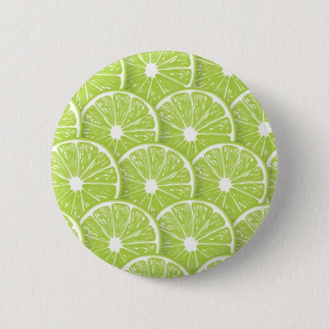 Lime slices 6 cm round badge (Front)
