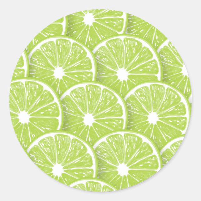 Lime slices classic round sticker (Front)