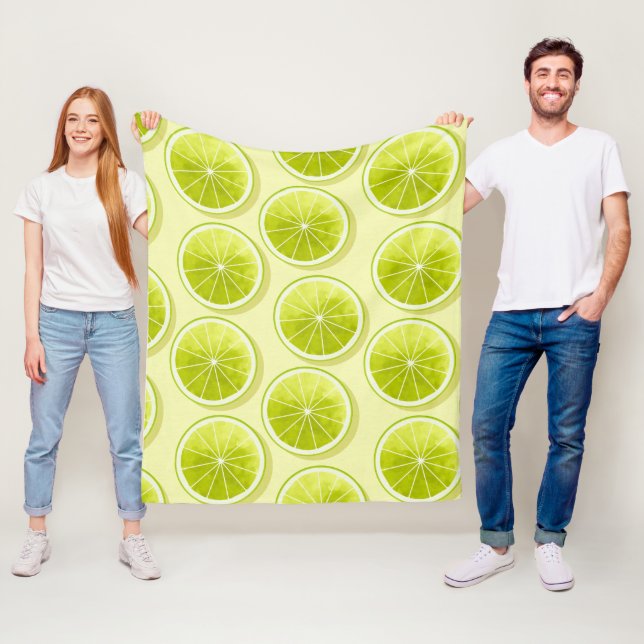 Lime Slices on Light Yellow Fleece Blanket (In Situ)