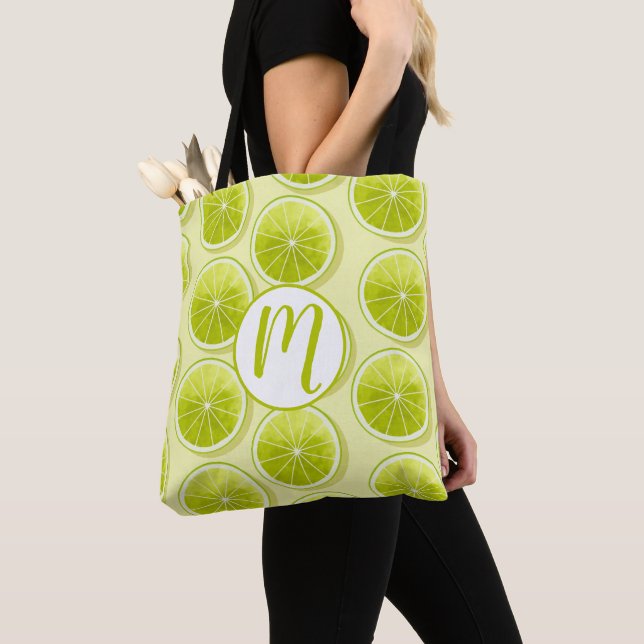 Lime Slices on Light Yellow Tote Bag (Close Up)