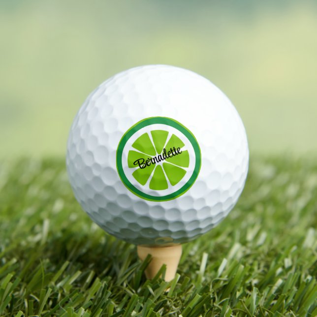 Lime Slices on White Citrus Summer Personalised Golf Balls (Insitu Tee)