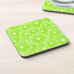 Lime slices pattern coaster