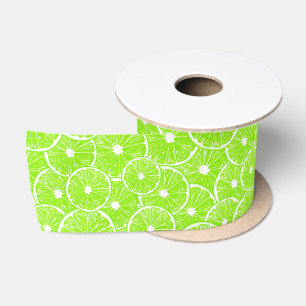 Lime slices pattern satin ribbon