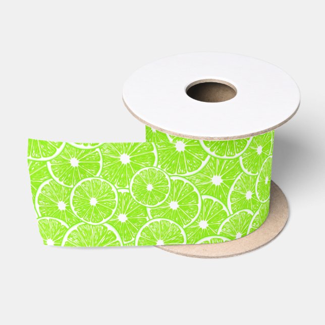 Lime slices pattern satin ribbon (Spool)