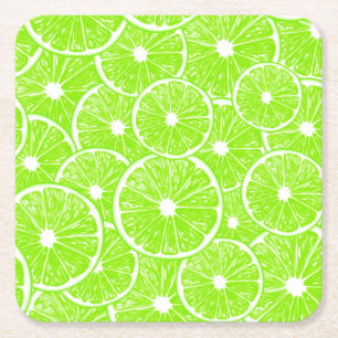 Lime slices pattern square paper coaster