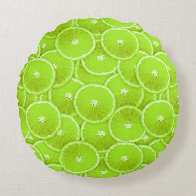 Lime slices round cushion (Front)