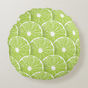 Lime slices round cushion