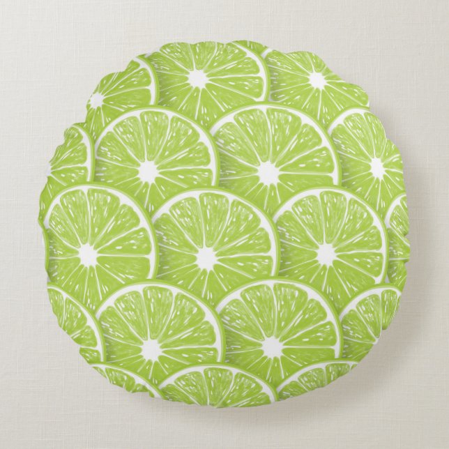 Lime slices round cushion (Front)