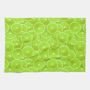 Lime slices tea towel