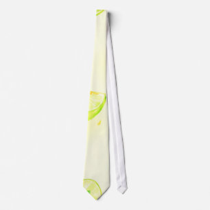 Lime Slices Watercolor Pattern Green Citrus Art Tie