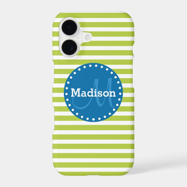 Lime Stripes Blue Monogram (Back)